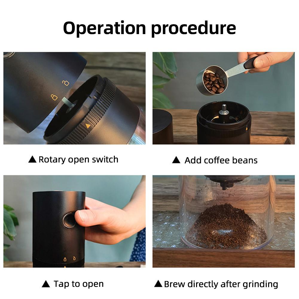 Portable Electric Burr Coffee Grinder Ceramic Blade Burr Grinder USB Rechargeable Coffee Bean