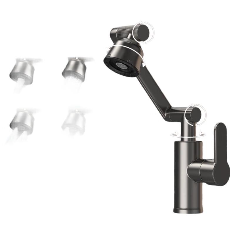 TLXT Gunmetal Grey Brass Hot & Cold Washbasin Faucet