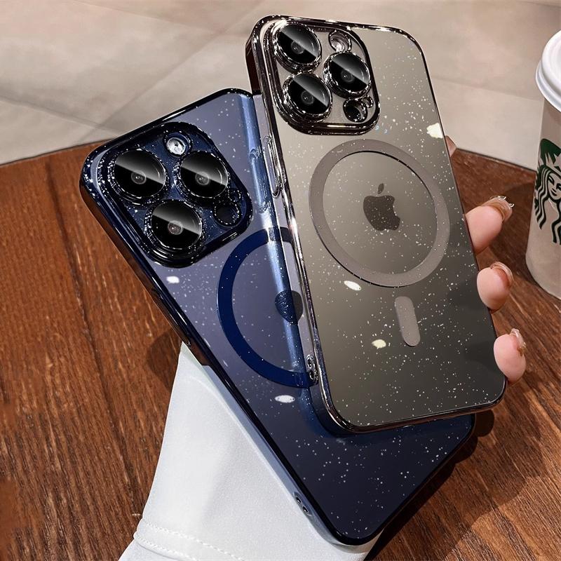 Luxury Plating Glitter For Magsafe Magnetic Wireless Charge Case For iPhone 16 15 14 Plus 13 12 Pro Max 11 Hard PC Thin Cover