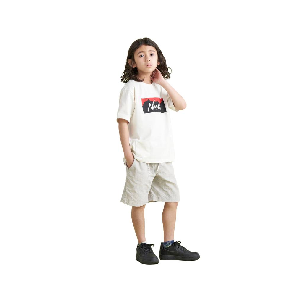 NANGA ECO HYBRID BOX LOGO KIDS TEE Short Sleeve Size 110 NW2411-1S700-A White, Boys' T-Shirt,