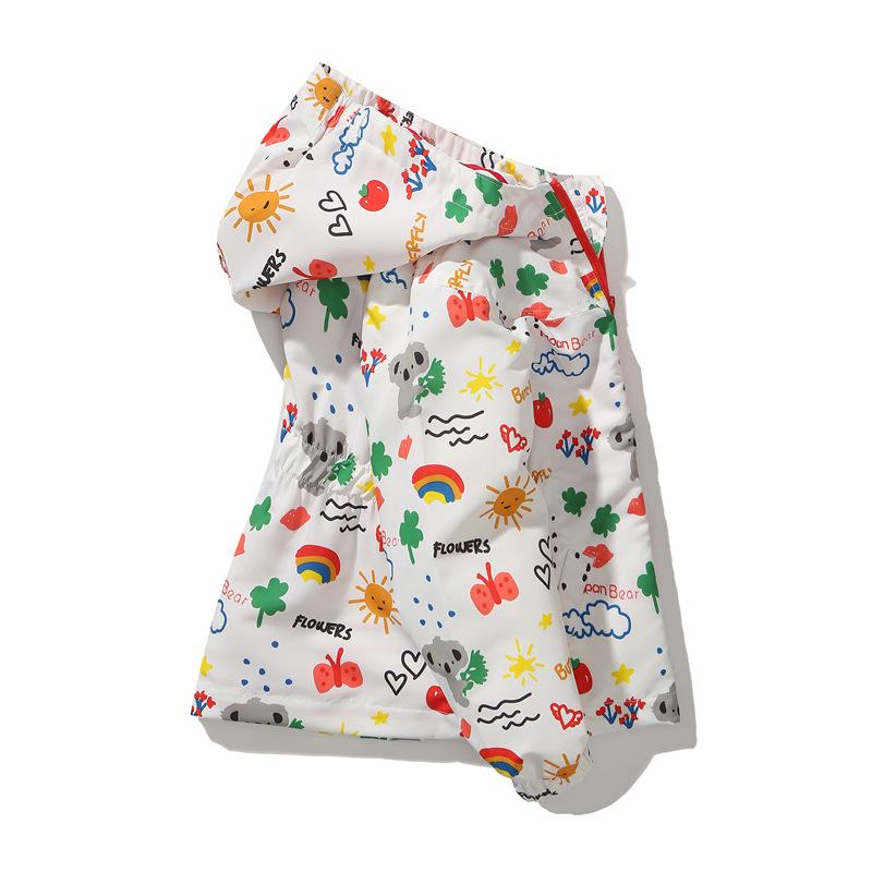 Meanbear Spring and Autumn Boys' and Girls' Windbreaker Waist Closing Hooded Fashion Coat