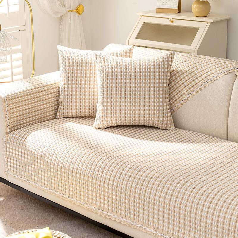 Woven Imitation Cotton And Linen Sofa Cushion Universal In All Seasons  New Simple Modern Linen Seat Cushion Fixed Non-Slip Cover