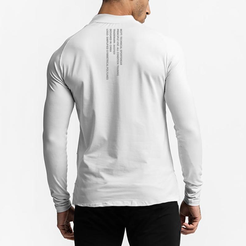 

Muscleguys Compression Fit Mens Running Sports T Shirts Autumn Gym Fitness Training Stretch Skinny Shirts High Neck Bodybuilding Clothing XXL білий