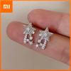 Huitan Exquisite Star Stud Earrings for Women Fashion Female Engagement Jewelry with Bling Cubic Zirconia Chic Accessories