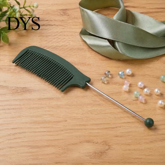 Hair Styling Comb DIY Beaded Comb, Fine Teeth Rat Tail Customizable with Blank Bar, Plastic Detangling for Men Women Stylist