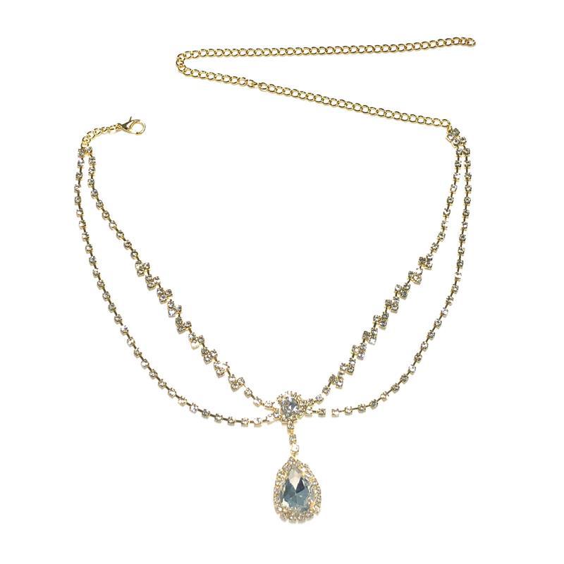 Crystal Forehead Accessory, Center Eyebrow Pendant, Head Accessory, European-style Bride Forehead Chain, Waterdrop Hairdo Head Chain, Wave Shape