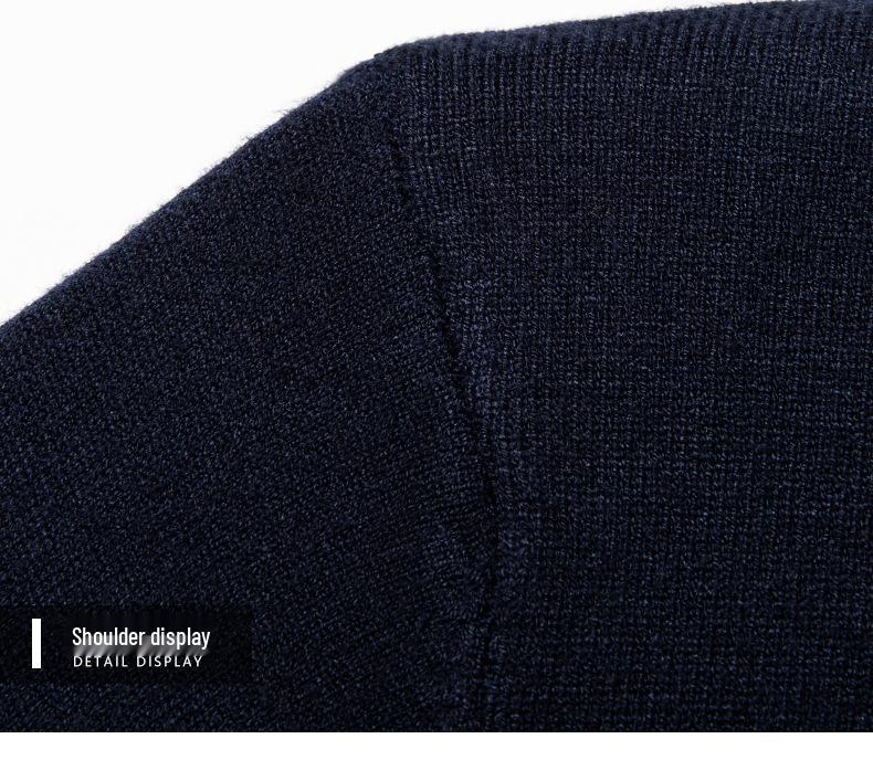 Men's Slim Fit Half-High Neck Wool Blend Knit Shirt - Short Sleeve, Fashionable, Versatile, Business Casual.