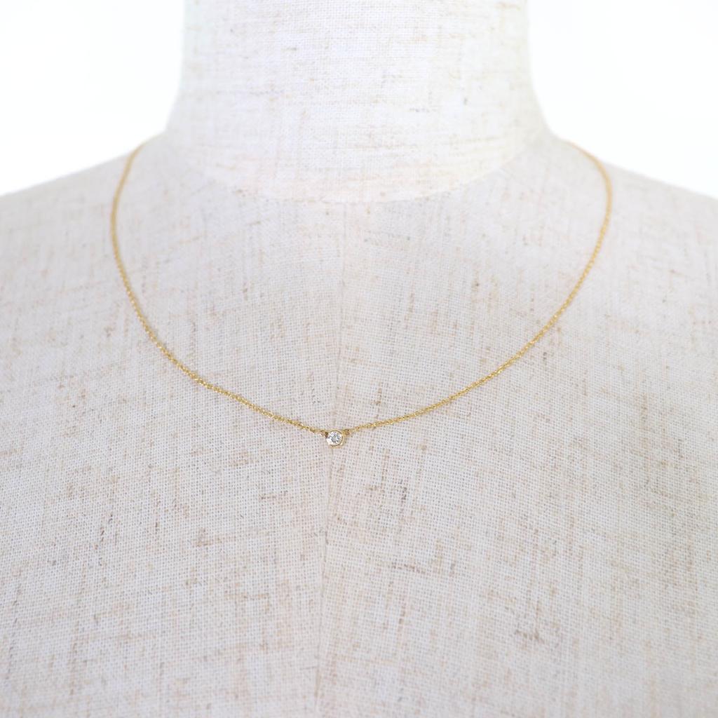 Tolles TIFFANY&Co. pro Meter Einzelner Diamantanhänger Diamant 0,05ct K18/750(YG) Gebraucht