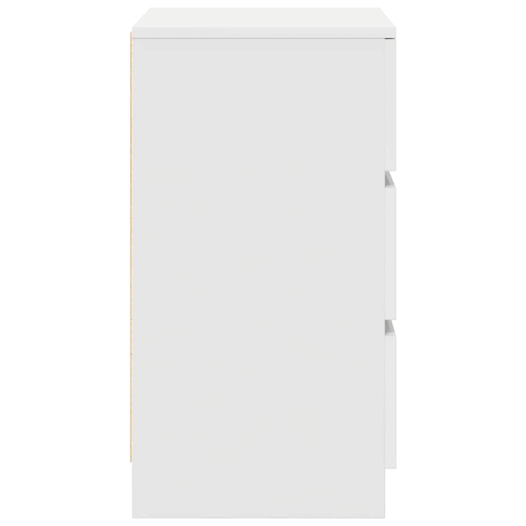 White Nightstand with 3 Drawers 39 x 35 x 65 cm