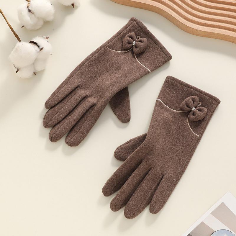 Warm gloves women's fleece cold-proof outdoor riding electric car rabbit down bow autumn and winter gloves