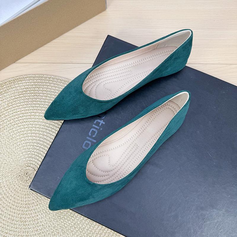 Fashion Flat Shoes for Women 2025 Spring and Autumn New Style Suede Pointed Shallow Mouth Soft Sole Large Size Women's Shoes