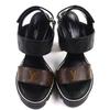 Excellent LOUIS VUITTON Sandals Star trail line Black brown Monogram canvas Women 36.5 Used