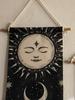 1pc Boho Celestial Wall Hanging Tapestry, Moon Phase Black and White Banner with Tassel, Witchy Bedroom Home Wall Art Decoration