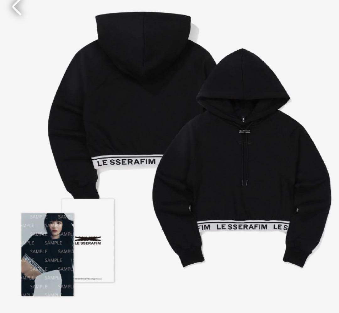 

[USED] LE SSERAFIM Crop Hoodie XL Black