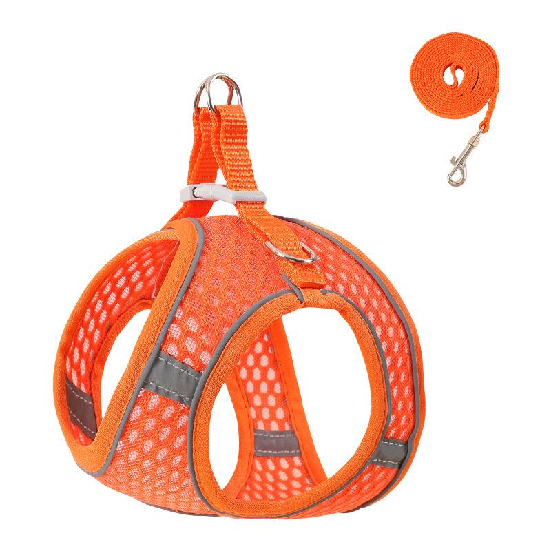 

Large mesh breathable pet leash reflective pet chest strap small and medium dog cat leash walking cat leash L оранжевый