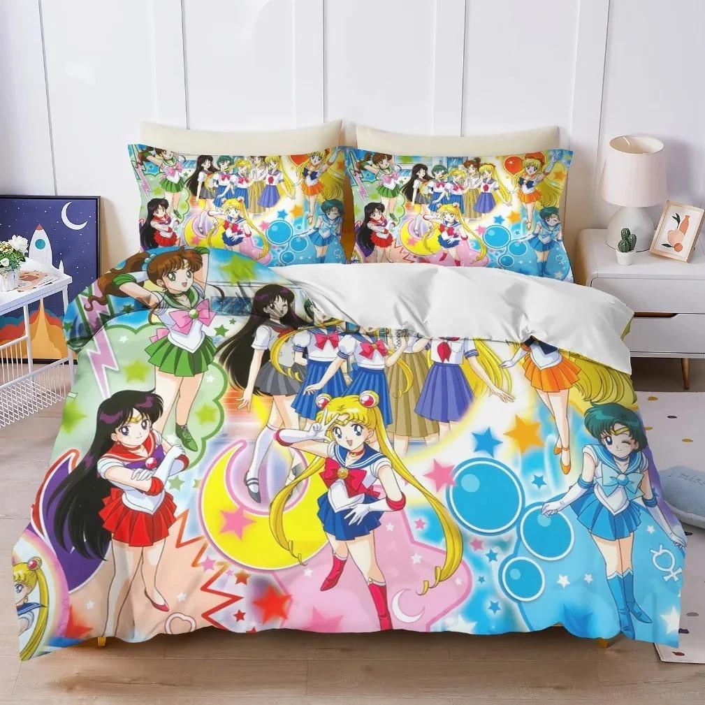 New Sailor Moon Bedding Set,Japanese Anime Sailor Moon Bedding Set,Beautiful Girl Quilt Cover Cute Printing Duvet Home