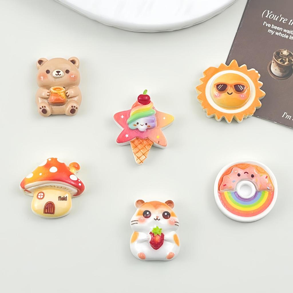 Resin Accessories: Cartoon Sun, Mushroom House for DIY Hair Clips, Crocs, Shoe Laces, Phone Cases