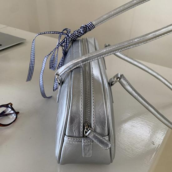 Women Single Shoulder Bag Faux Leather Waterproof Large Capacity Solid Color Casual Zipper Ladies Girls