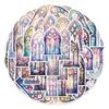 50-Piece Elegant Church Window Stickers - Waterproof DIY Decorative Decals for Notebooks, Laptops, Journals & Phone Cases
