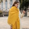 Womens Wool Blend Scarf Winter Warm Shawl Soft Solid Color Knit Wrap With Fringe Korean Style