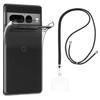 Case and Neck Strap for Google Pixel 7 Pro - Transparent Soft TPU Adjustable Black Cord Phonillico®