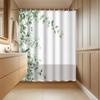 1pc Green Plant Leaves Shower Curtain - Water-Resistant Polyester, 12 Hooks, Artistic Grommet Top, Machine Washable