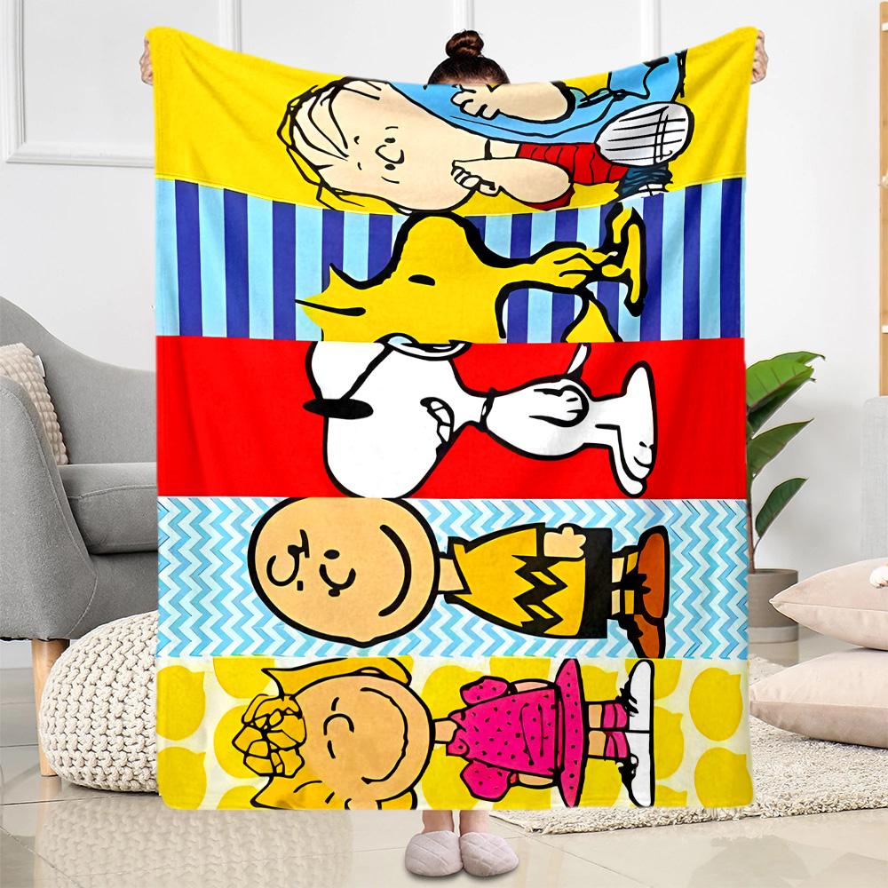 Peanuts Characters Panels Blanket Durable Comfort Perfect for Seaside Chair Sofa All-Season Use Modern Style Birthday Christmas Gift Blanket