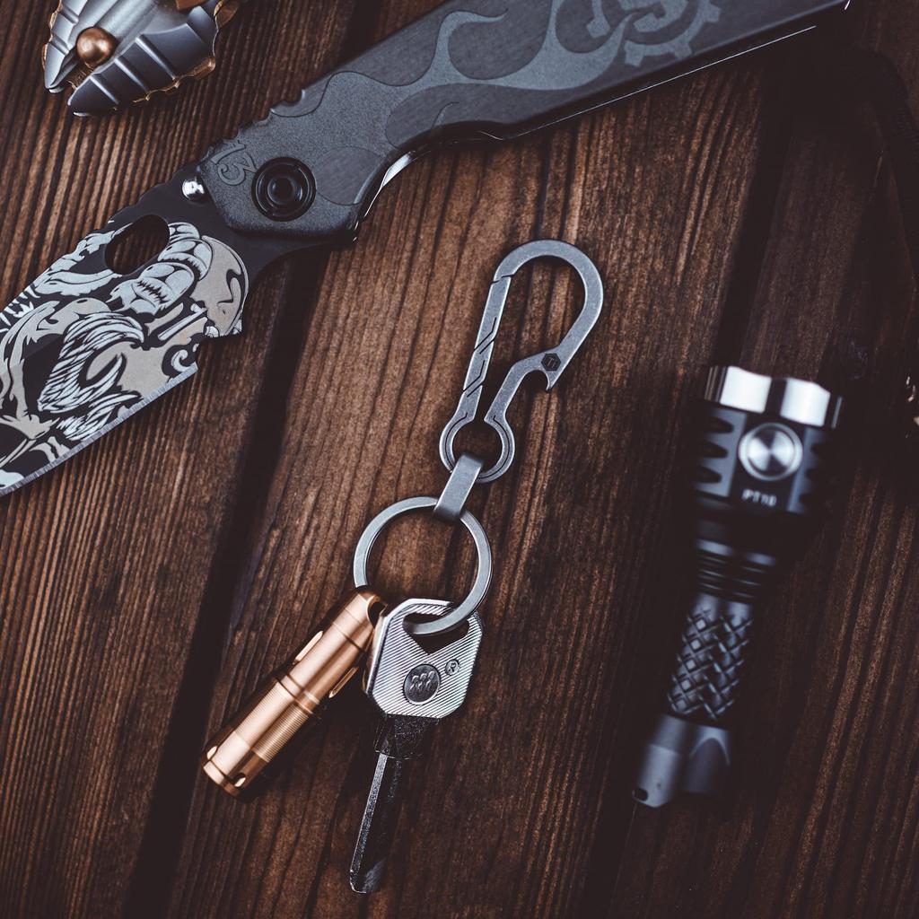 KeyUnity KM01 Carabiner Bottle Opener Titanium Ultra Stylish Key EDC for Key Loss Gift Keychain, Silver, Lightweight, Rust-Resistant, Ring, Tool,