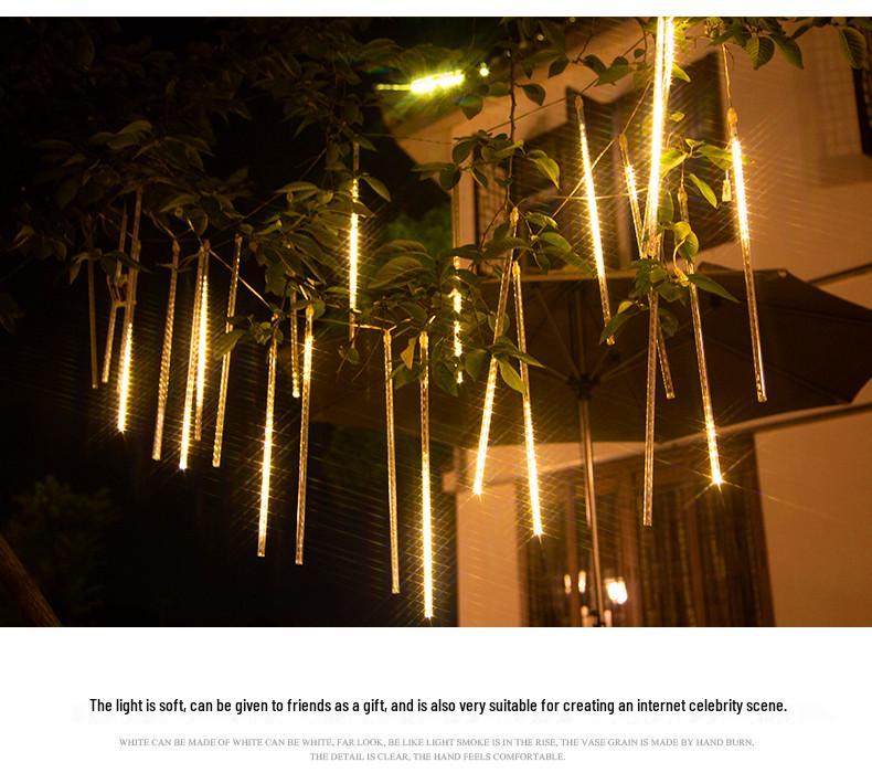 Colorful Solar LED Meteor Shower Patio Lights - Waterproof Outdoor Fairy String Lights