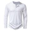 Men's Cotton Button Henley Neck Shirt Long Sleeve Casual Button Solid Color Fashion T-Shirts