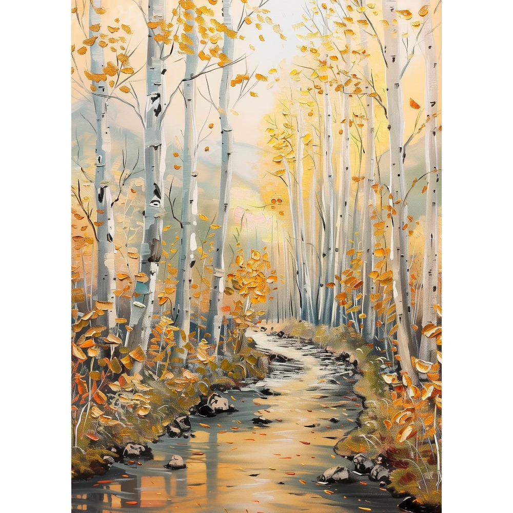 Eichenbaum Kunst Ruhige Berg Herbstwald Hütte Landschaft Schmetterling Poster Leinwanddruck Wandkunst Zimmer Heimdekor Geschenk