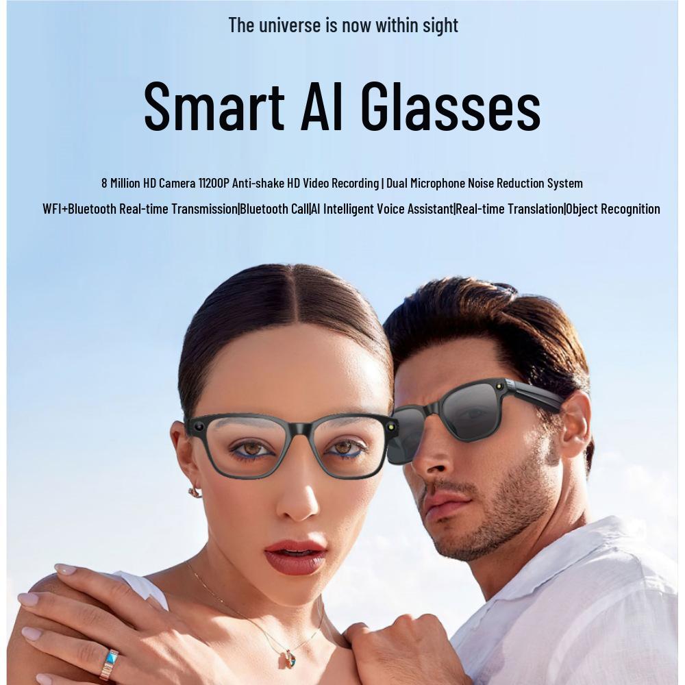 AI Translation Smart Glasses: 800W HD, Real-Time Translation, Photo Capture & Object Recognition
