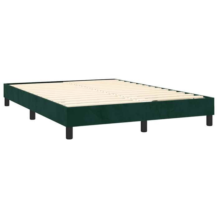 Lit avec sommier et matelas - Maison Exclusive - Velours vert foncé - 140x190cm - Tête de lit réglable