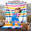 Ms Rachel Flannel Blanket, Personalized Custom Name Text, Soft Warm Plush Throw Blanket For Gift