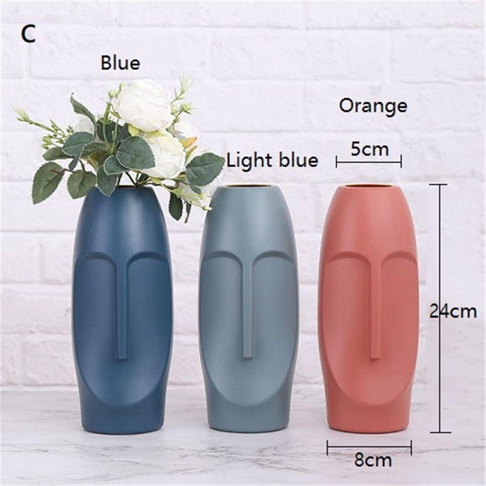 New Nordic Style Light Blue Blue Plastic Living Room Decoration Hydroponic Vase Imitation Ceramic Vase