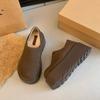British retro muffin loafers 2024 autumn and winter new fashion lazy one-pedal thick-soled heightening cotton shoes women