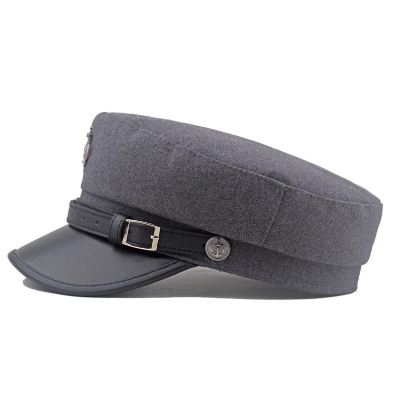 Podzim Zima Námořnický klobouk Loď Kotva Opasek Spona Klobouk okraj Vlněný Plochý klobouk Sailor Hat Dámský Malovaný klobouk Vojenské kšiltovky