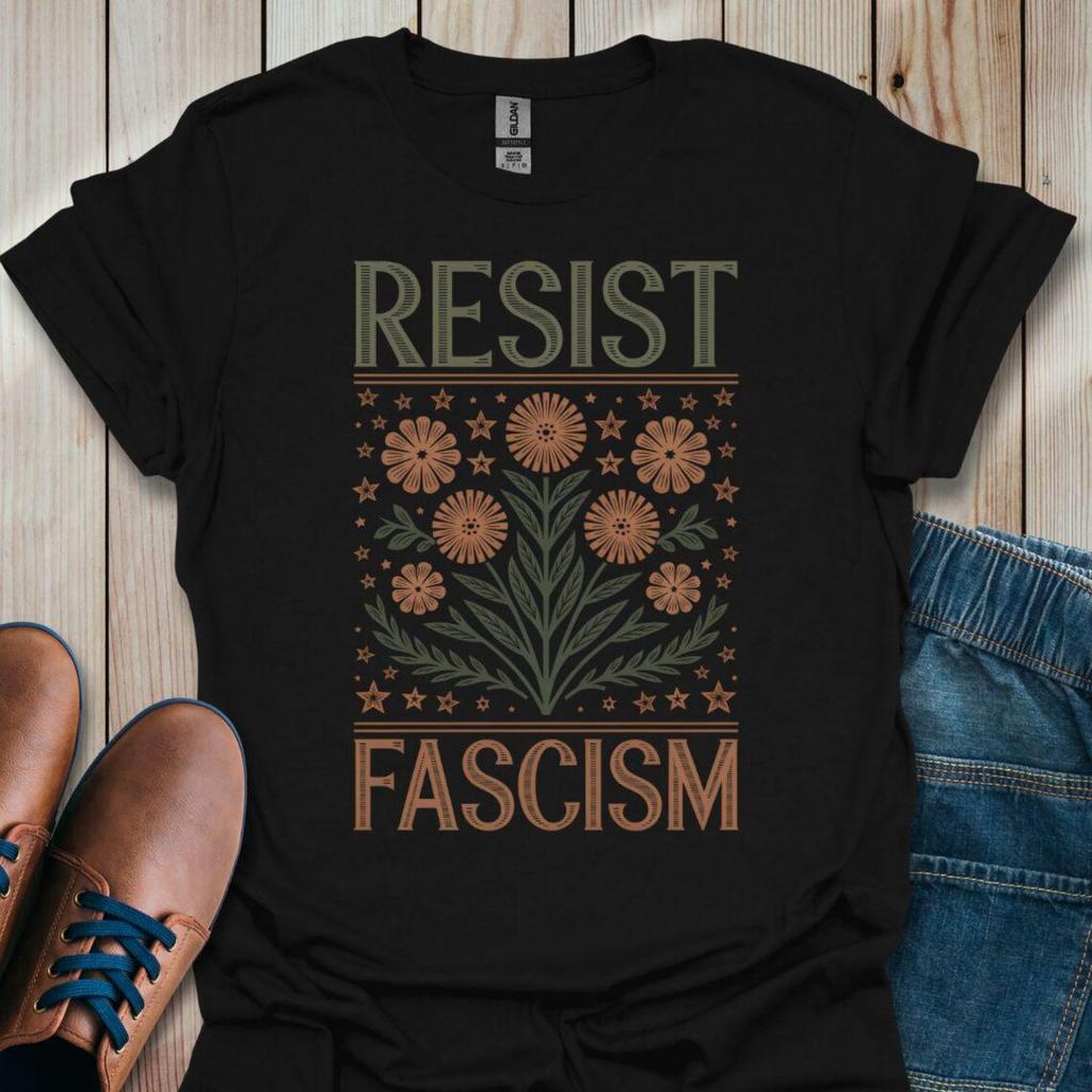 Resist Fascism Graphic Tee Activist AntiFascist Unisex Shirt Casual Fashion Short Sleeve T Shirt Casual Female ONeck Tops