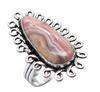 Rhodochrosite Natural Gemstone Silver Plated Ring US Size-6.5 A 373