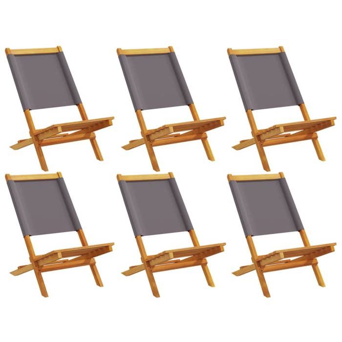 VidaXL Folding Garden Chairs Set of 6 Fabric and Solid Wood, Garden Seat, Patio Chair, Dining Chair of 3214641