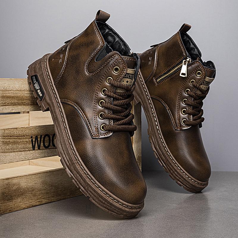 

48 large size for autumn men s shoes 2025 new men s Martin boots heightening and comfortable casual shoes trendy and cool 44 коричневый