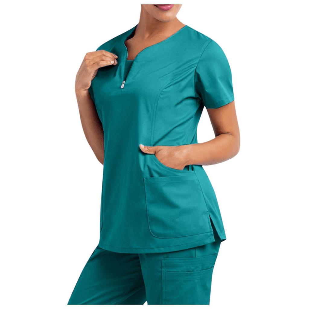 Women's Short Sleeve Scrub Top - Nurse/Surgeon Workwear T-Shirt Gown