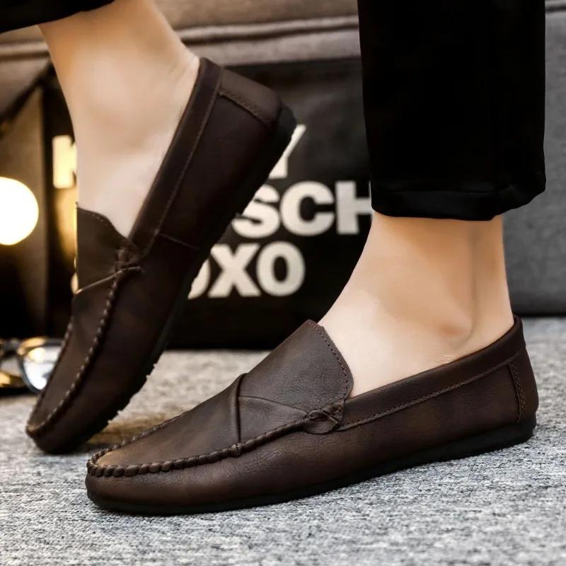 Fashion Leather Shoes for Men Fashion 2024 Man Casual Shoe Slip-on New In Pu Shipping Free Legitimate Trend Elegant Promotion Adults