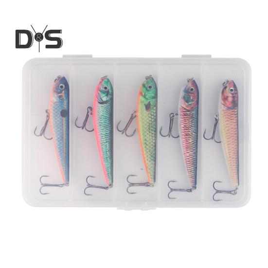 

5 шт./набор 9 см/9,5 г 3D-печатная рыболовная приманка с тройным крючком, реалистичная плавающая приманка для ловли на джиг, аксессуары для пресноводной и соленой воды 5pcs