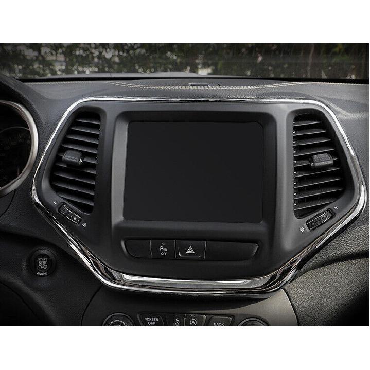 For Jeep Cherokee 14-2018 Bright Chrome Center Console Navigation Frame Trim