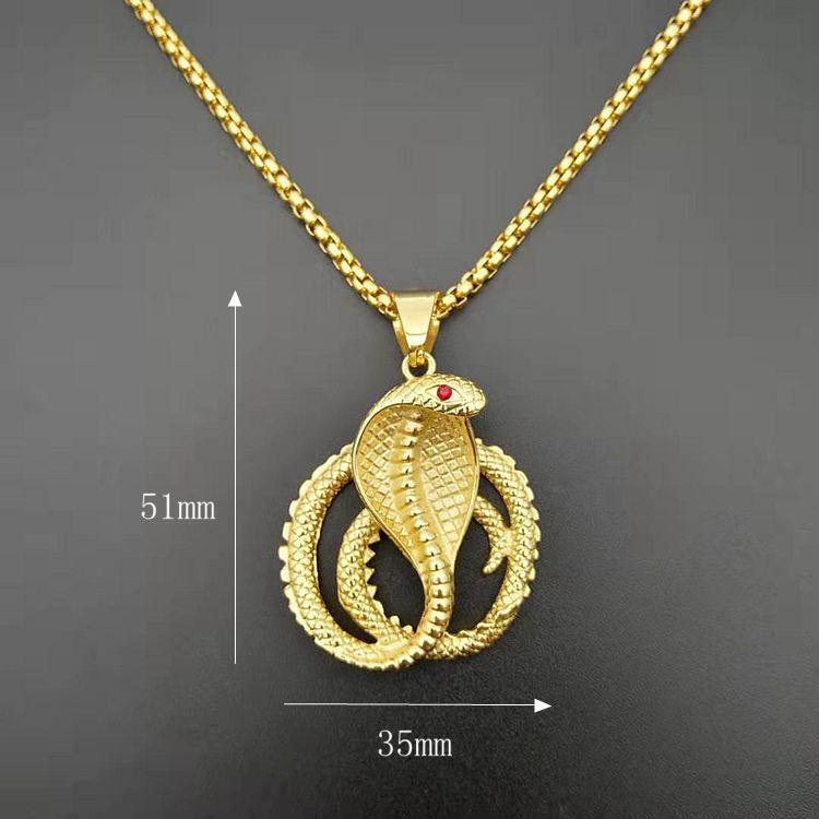 Gold Color Cobra Pendant Necklace 316L Stainless Steel Women Men Jewelry Animal Snake Viper Cobra Pendant Short Chain Collar