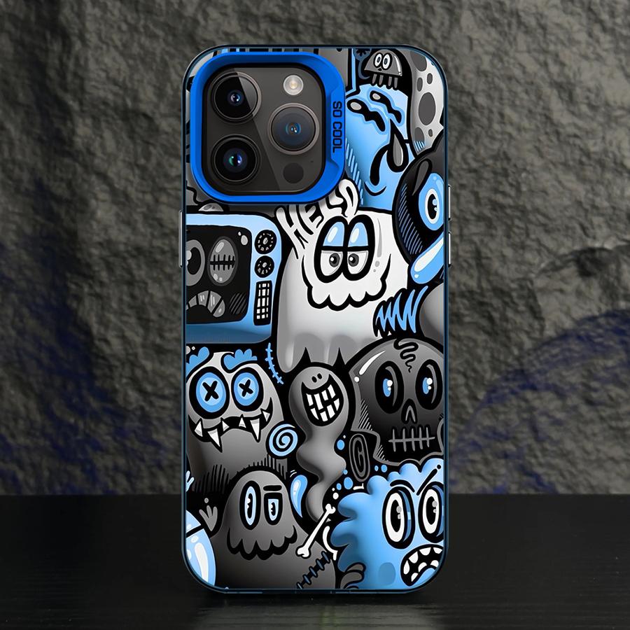 Phone Case for iPhone 15 16 Pro Max 11 13 Pro 14 Plus 12 11Pro 15Pro Max 16e Shell Cover Fundas Super Cool Black Graffiti