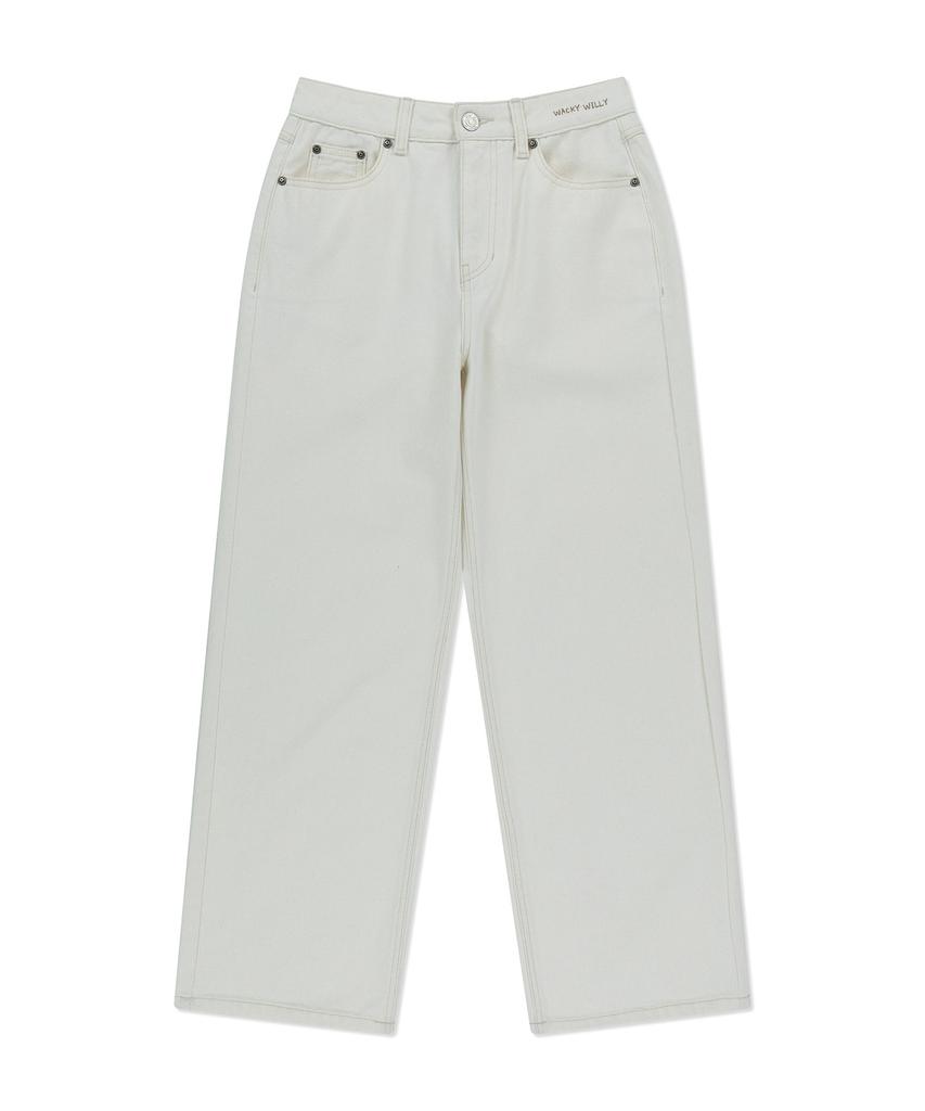 WACKY WILLY Women'S Pigment Color Washed Denim Pants Cream