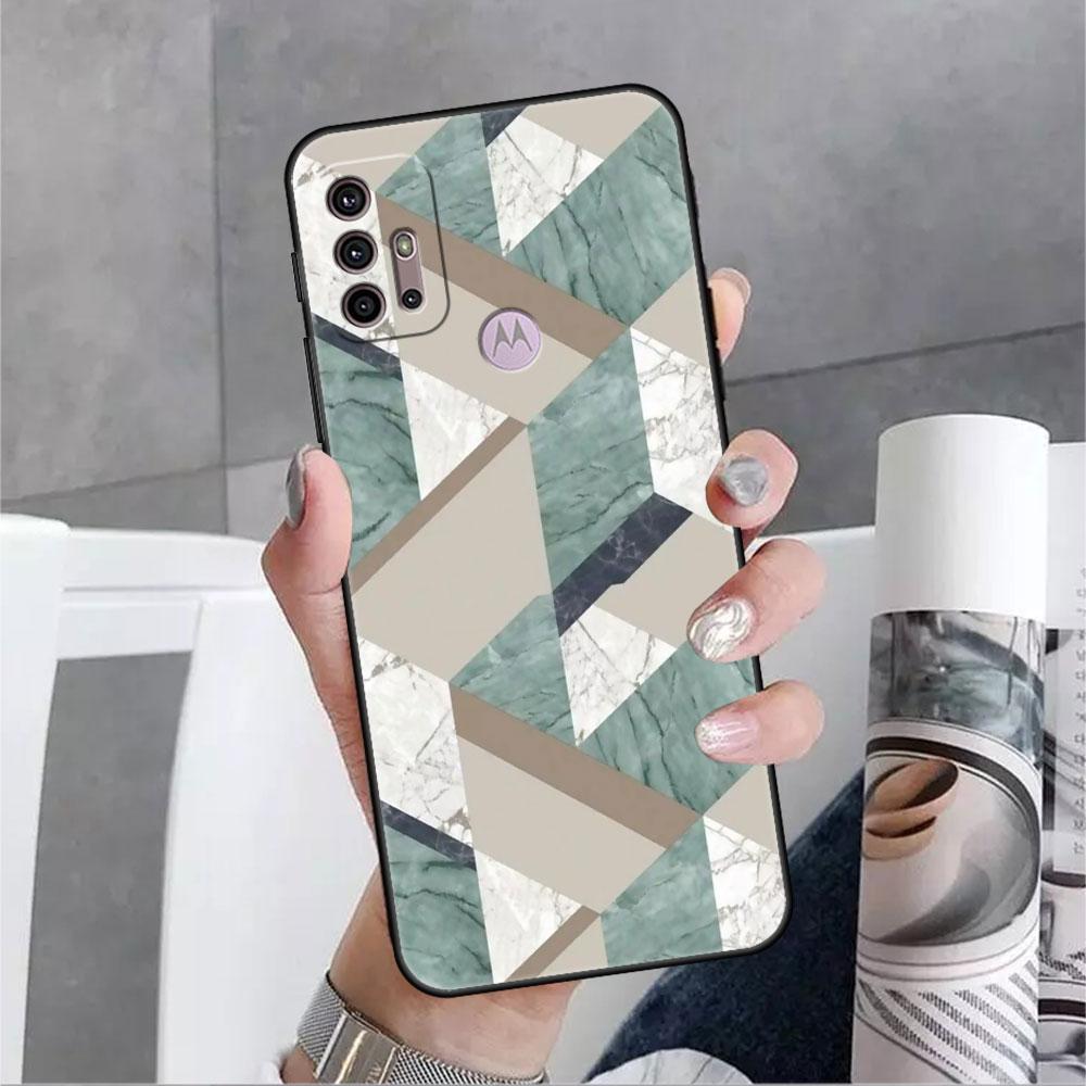 Hülle für Motorola G30 G60 Edge 20 G9 G22 G8 Power G31 G500 G50 30 Pro Schwarz Soft Phone Capas Granit Marmor