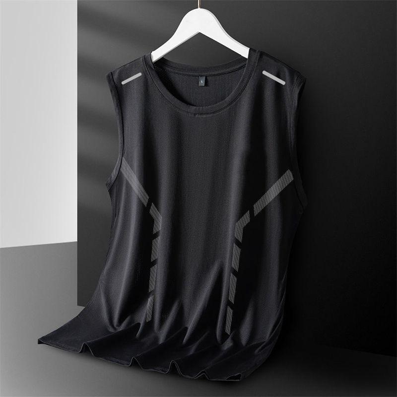 Men's Quick-Dry Breathable Ice Silk Tank Top - Trendy, Casual, Wide Shoulder Sleeveless Shirt